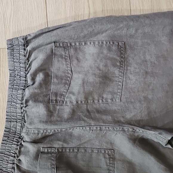 Plum Linen Garden Girl Stretchy Waistband Trousers, Small - Picture 13 of 13